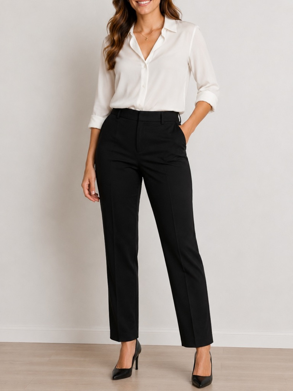 J.Crew City Fit Wool Dress Pants Women 6 Black Straight Leg Career